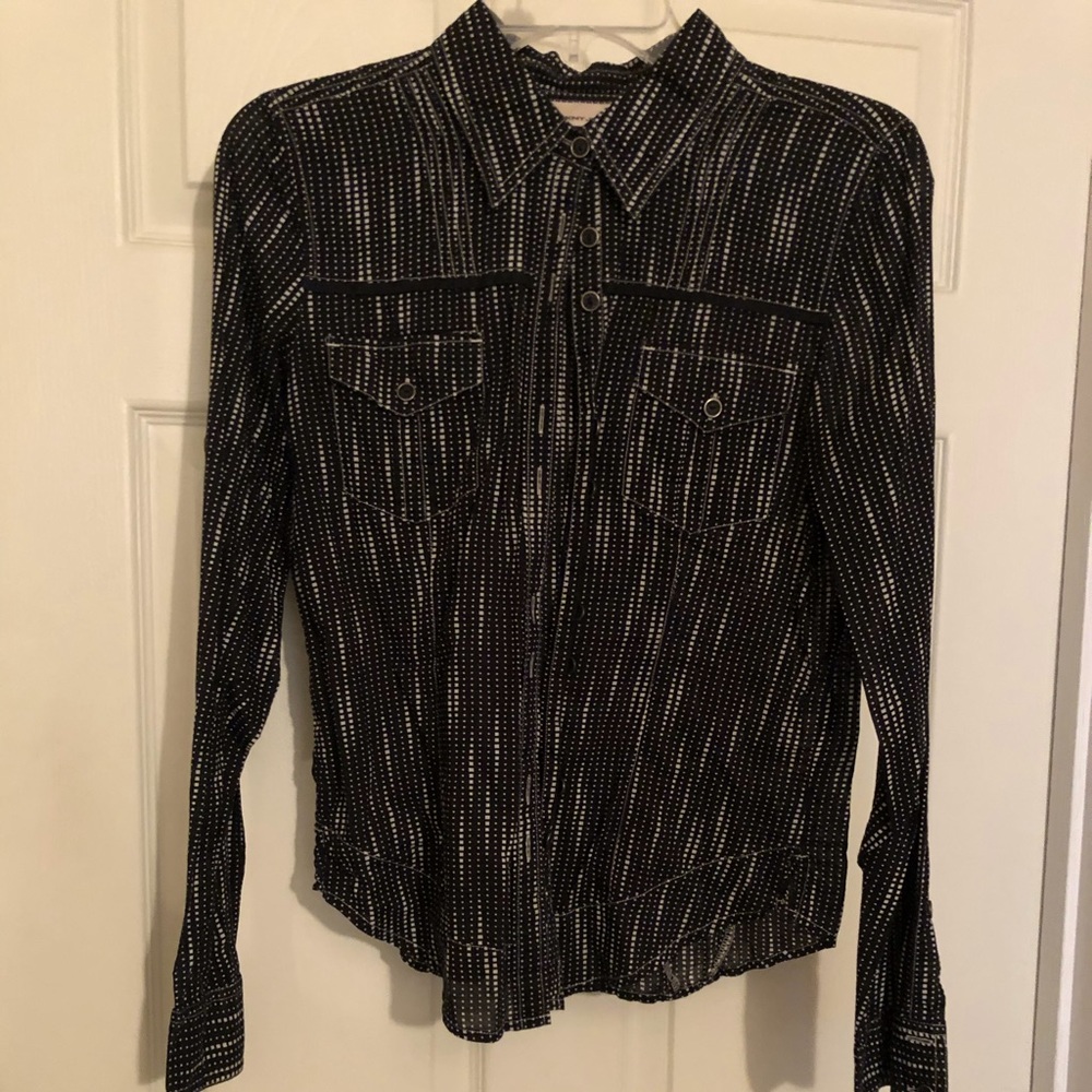 Dkny black and white plaid shirt